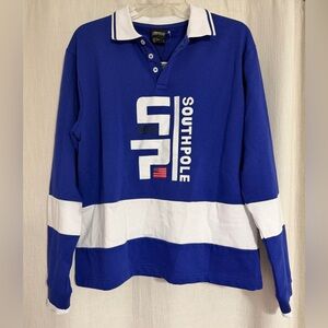 Southpole Deep Blue Polo with White Buttons
